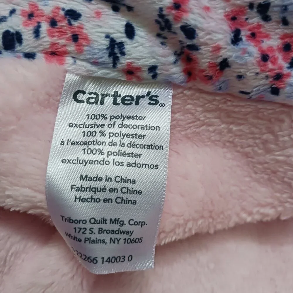 Carters Owl Always Love You Pink Baby Blanket Floral Trim Lovey 29‎ x 39